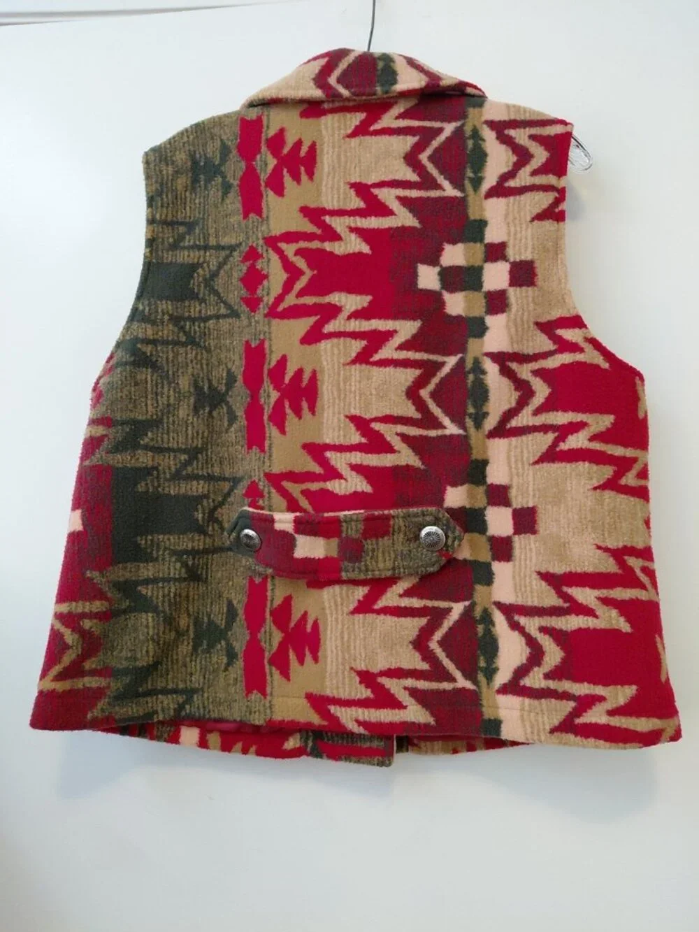 Orvis Vest Womens Southwest Aztec Western Concho Buttons Large Red Green Beige